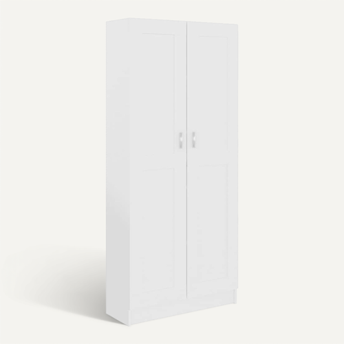Bibliothèque 5 Compartiments 2 Portes Bois Contreplaqué Blanc étagère De Rangement Haute