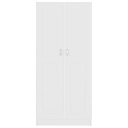 Bibliothèque 5 Compartiments 2 Portes Bois Contreplaqué Blanc étagère De Rangement Haute