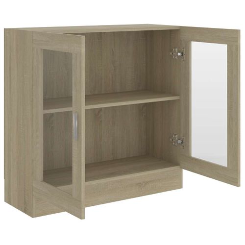Armoire À Vitrine Chêne Sonoma 82,5x30,5x80cm Bois Contreplaqué