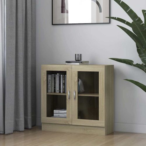 Armoire À Vitrine Chêne Sonoma 82,5x30,5x80cm Bois Contreplaqué