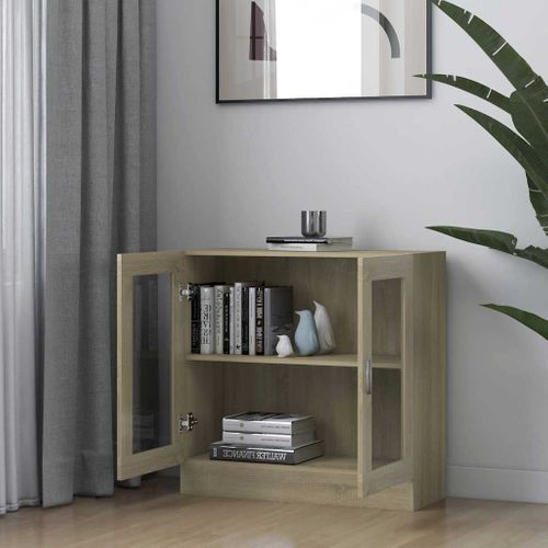Armoire À Vitrine Chêne Sonoma 82,5x30,5x80cm Bois Contreplaqué