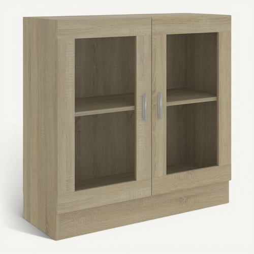 Armoire À Vitrine Chêne Sonoma 82,5x30,5x80cm Bois Contreplaqué