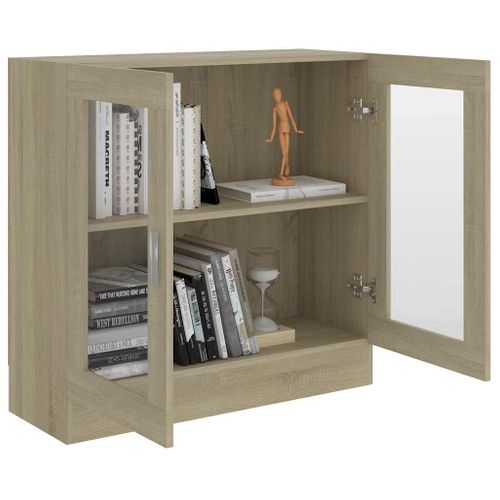 Armoire À Vitrine Chêne Sonoma 82,5x30,5x80cm Bois Contreplaqué