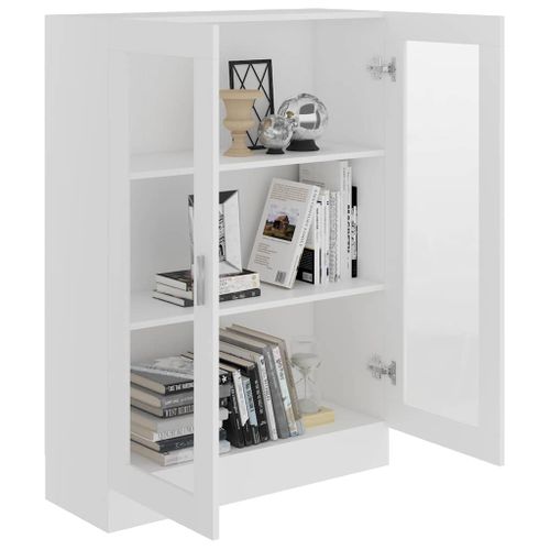 Armoire à Vitrine Blanc 82,5x30,5x115 Cm Bois Contreplaqué