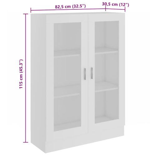 Armoire à Vitrine Blanc 82,5x30,5x115 Cm Bois Contreplaqué