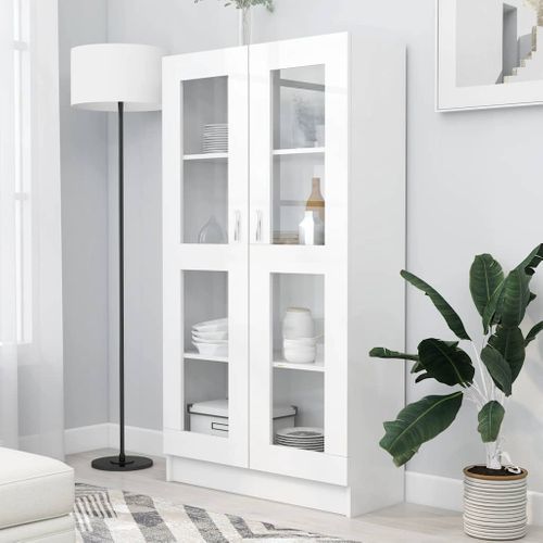 Vitrine Blanc 82,5x30,5x150 Cm Avec Vitres Murale