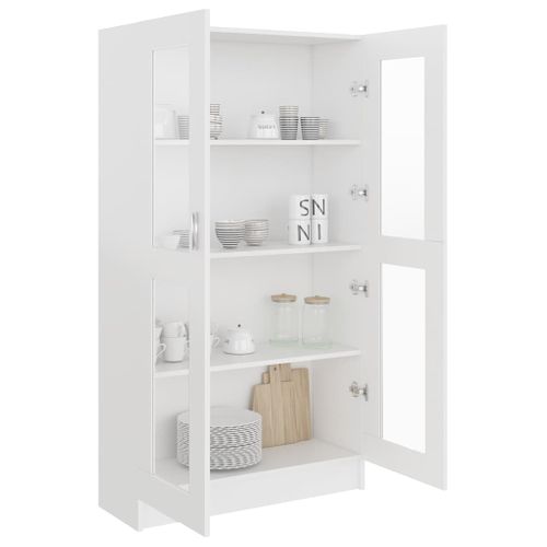 Vitrine Blanc 82,5x30,5x150 Cm Avec Vitres Murale