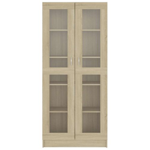 Vitrine Chêne Sonoma 82,5x30,5x185,5 Cm Avec Vitres Murale