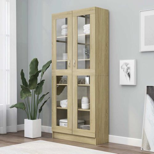 Vitrine Chêne Sonoma 82,5x30,5x185,5 Cm Avec Vitres Murale