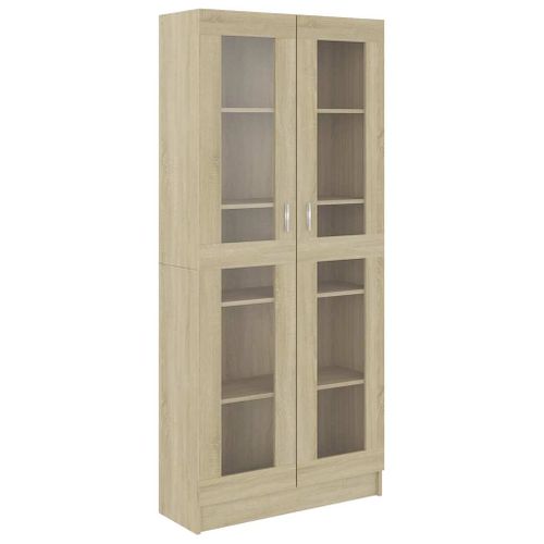 Vitrine Chêne Sonoma 82,5x30,5x185,5 Cm Avec Vitres Murale
