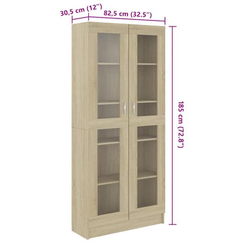 Vitrine Chêne Sonoma 82,5x30,5x185,5 Cm Avec Vitres Murale