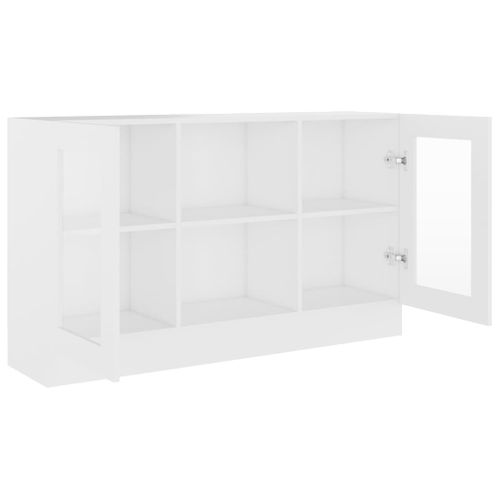 Armoire À Vitrine Blanc 120x30,5x70 Cm Bois Contreplaqué