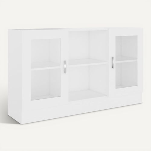 Armoire À Vitrine Blanc 120x30,5x70 Cm Bois Contreplaqué