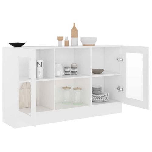 Armoire À Vitrine Blanc 120x30,5x70 Cm Bois Contreplaqué