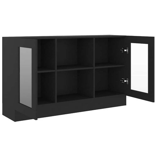 Armoire À Vitrine Noir 120x30,5x70 Cm Bois Contreplaqué