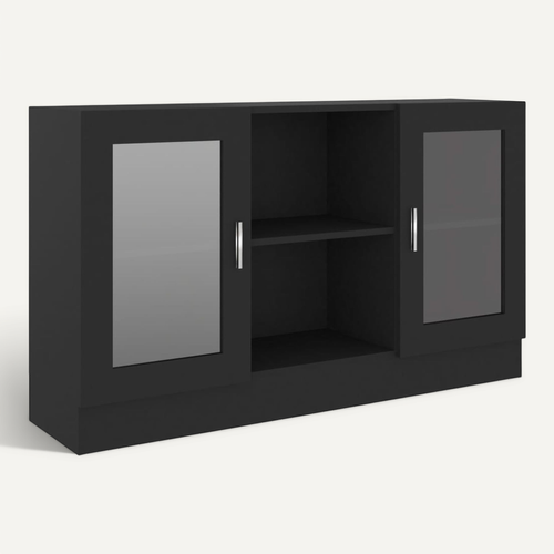 Armoire À Vitrine Noir 120x30,5x70 Cm Bois Contreplaqué
