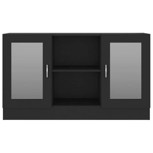 Armoire À Vitrine Noir 120x30,5x70 Cm Bois Contreplaqué
