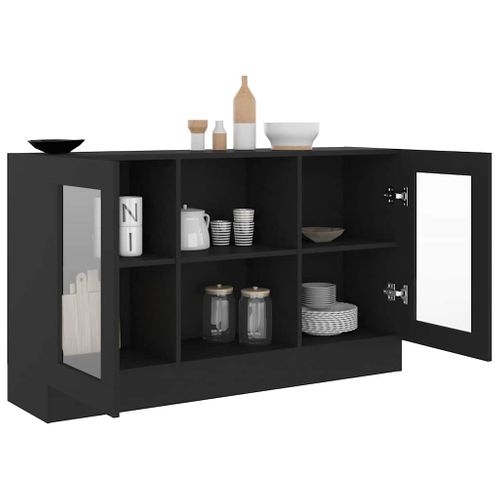Armoire À Vitrine Noir 120x30,5x70 Cm Bois Contreplaqué