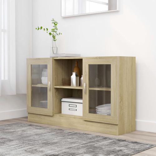 Armoire À Vitrine Chêne Sonoma 120x30,5x70 Cm Bois Contreplaqué