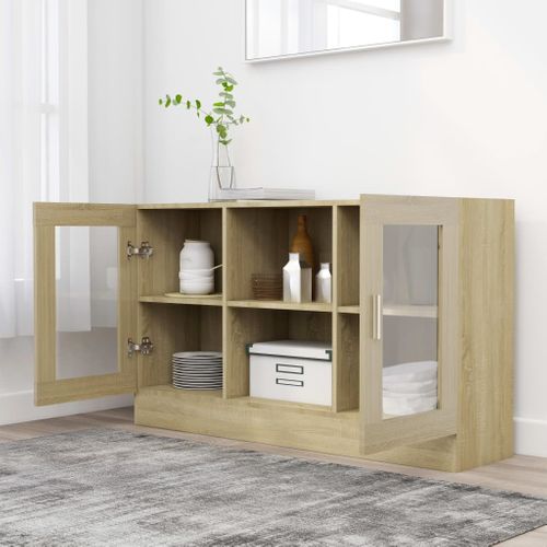 Armoire À Vitrine Chêne Sonoma 120x30,5x70 Cm Bois Contreplaqué