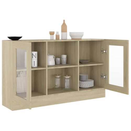 Armoire À Vitrine Chêne Sonoma 120x30,5x70 Cm Bois Contreplaqué