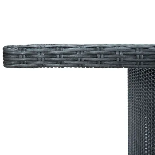 Table De Jardin Gris Foncé Résine Tressée Et Verre Trempé