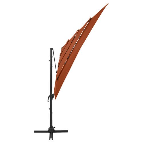 Parasol De Jardin à 4 Niveaux Avec Mât En Aluminium Terre Cuite