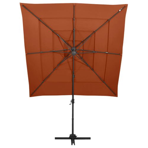 Parasol De Jardin à 4 Niveaux Avec Mât En Aluminium Terre Cuite