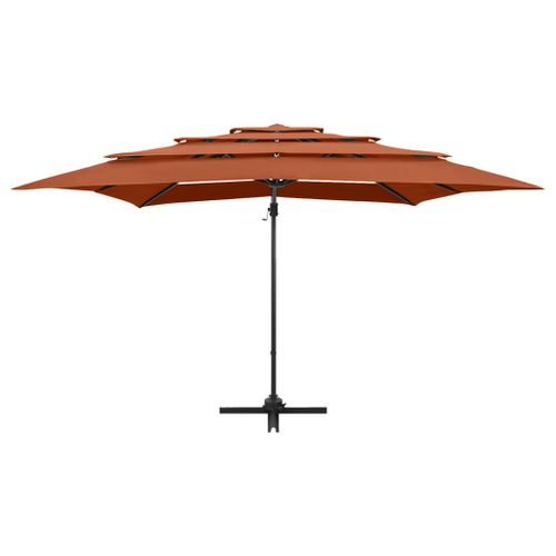 Parasol De Jardin à 4 Niveaux Avec Mât En Aluminium Terre Cuite