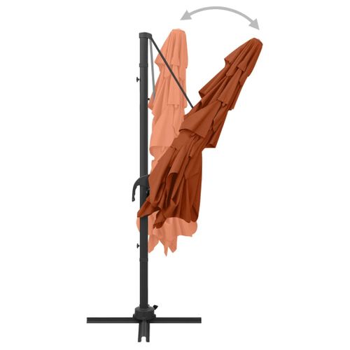 Parasol De Jardin à 4 Niveaux Avec Mât En Aluminium Terre Cuite