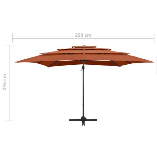 Parasol De Jardin à 4 Niveaux Avec Mât En Aluminium Terre Cuite