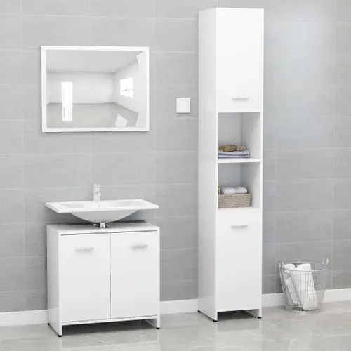 Ensemble De Meubles De Salle De Bain 3 Pièces Aggloméré - Blanc
