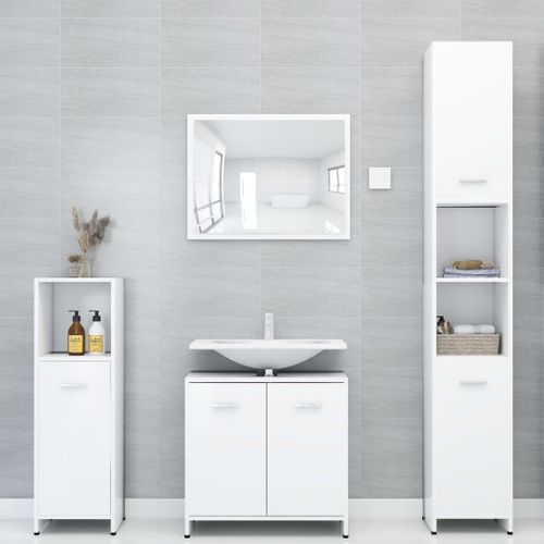 Ensemble De Meubles De Salle De Bain 3 Pièces Aggloméré - Blanc