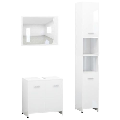 Ensemble De Meubles De Salle De Bain 3 Pièces Aggloméré - Blanc