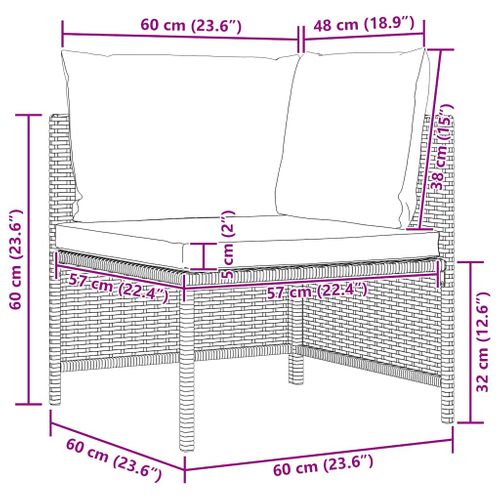 Canapé D'angle Sectionnel Avec Coussins Noir Résine Tressée