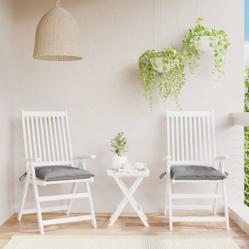 Coussins De Chaise Lot De 2 Gris 50x50x7 Cm Tissu Oxford