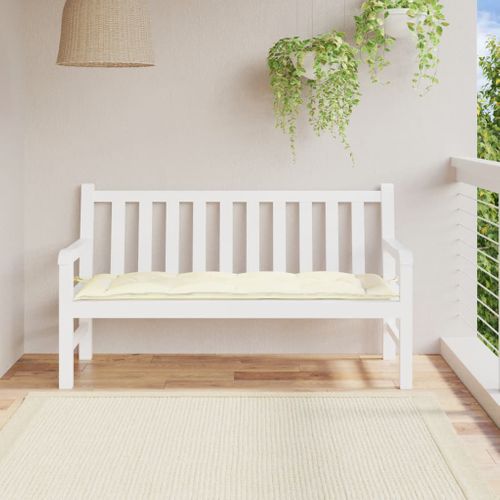 Coussin De Banc De Jardin Blanc Crème 150x50x7 Cm Tissu Oxford