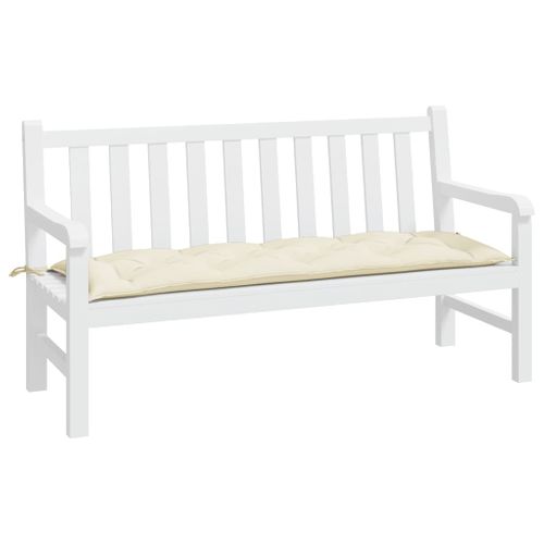 Coussin De Banc De Jardin Blanc Crème 150x50x7 Cm Tissu Oxford