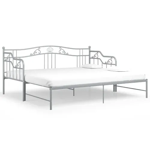 Cadre De Canapé-lit Dépliable Avec Barrière De Sécurité et Acier Robuste Gris 90x200 Cm