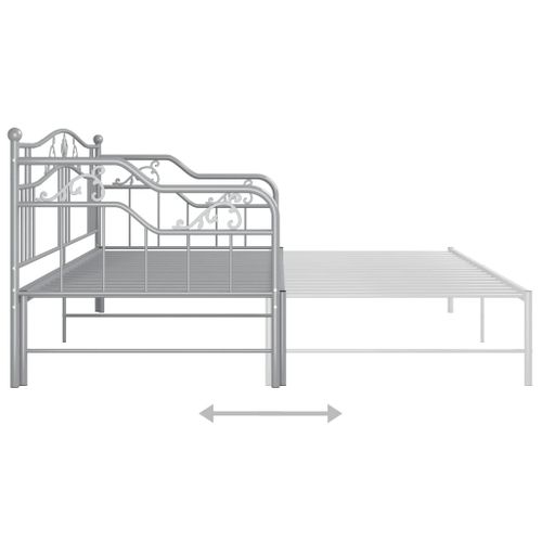 Cadre De Canapé-lit Dépliable Avec Barrière De Sécurité et Acier Robuste Gris 90x200 Cm