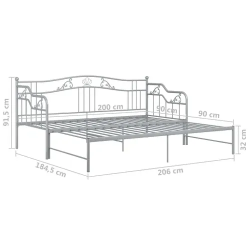 Cadre De Canapé-lit Dépliable Avec Barrière De Sécurité et Acier Robuste Gris 90x200 Cm