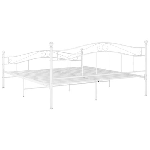 Cadre De Lit Sans Matelas Blanc Métal 160x200 Cm