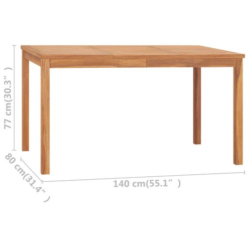 Table à Manger De Jardin 140x80x77 Cm Bois De Teck Solide Meuble De Patio Terrasse Extérieur