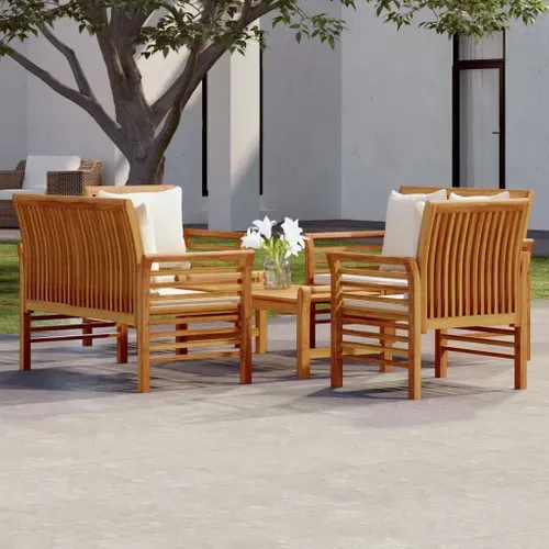 Salon De Jardin Avec Coussins 5 Pièces Bois D'acacia Solide Durable