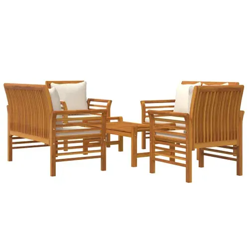Salon De Jardin Avec Coussins 5 Pièces Bois D'acacia Solide Durable