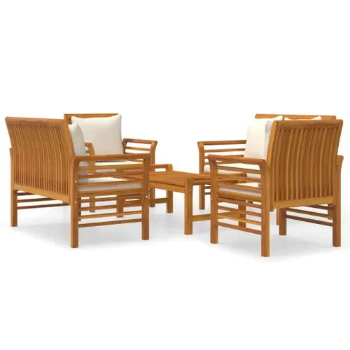 Salon De Jardin Avec Coussins 5 Pièces Bois D'acacia Solide Durable