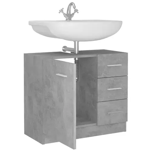 Meuble Sous-lavabo Avec 3 Tiroirs À Fermeture Douce Gris Béton 63x30x54 Cm Bois Contreplaqué