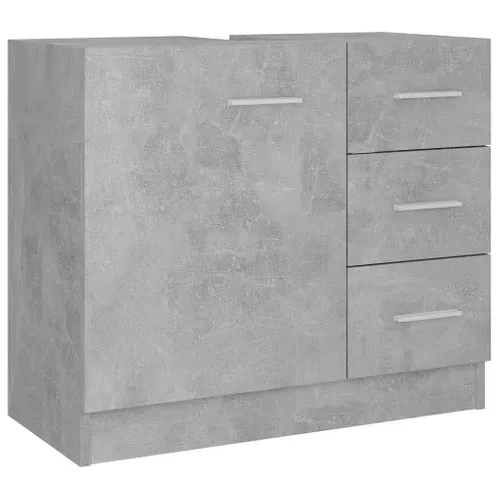 Meuble Sous-lavabo Avec 3 Tiroirs À Fermeture Douce Gris Béton 63x30x54 Cm Bois Contreplaqué