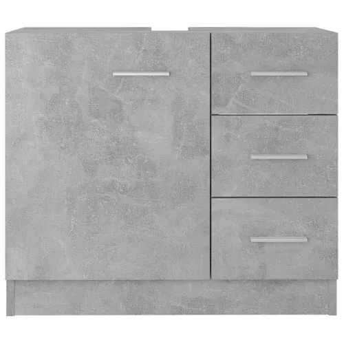 Meuble Sous-lavabo Avec 3 Tiroirs À Fermeture Douce Gris Béton 63x30x54 Cm Bois Contreplaqué