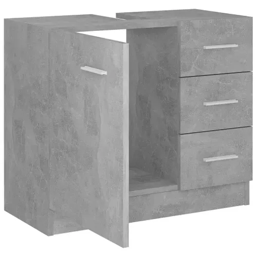 Meuble Sous-lavabo Avec 3 Tiroirs À Fermeture Douce Gris Béton 63x30x54 Cm Bois Contreplaqué
